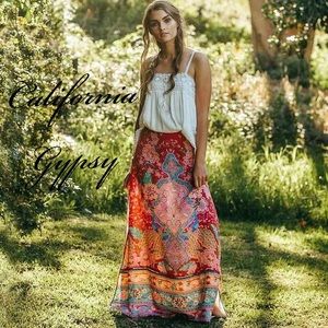 HP🏆Bohemian gypsy festival floral skirt🌈